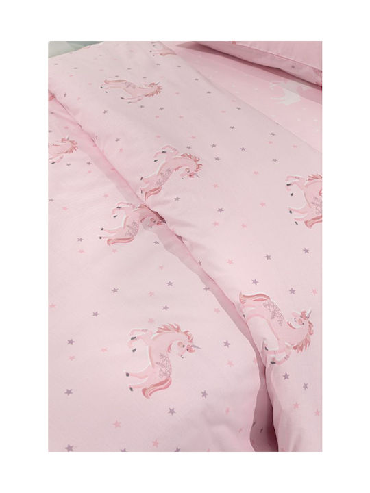 Saint Clair Set Kids Duvet Cover Single with Pillowcase Cotton Pinto pinky 165x225cm