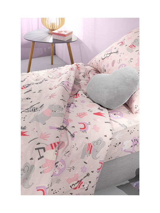 Saint Clair Set Kinderbettbezug Einzel mit Kissenbezug Baumwolle Lilac 165x225cm