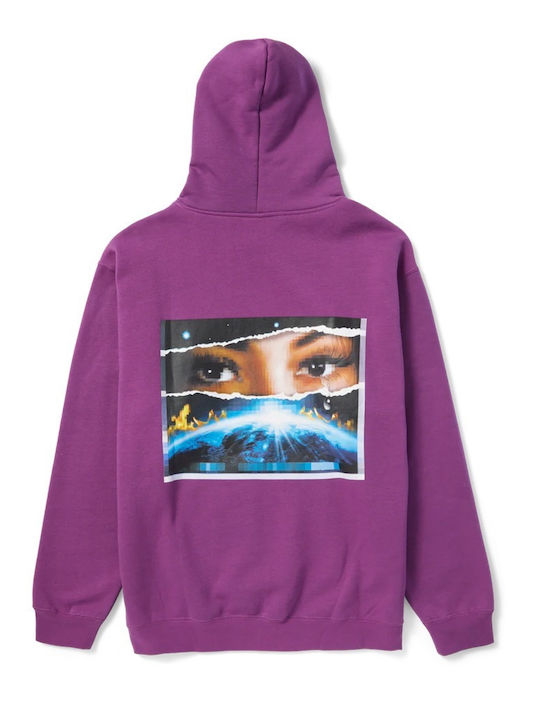 HUF Men's Sweatshirt with Hood and Pockets Purple