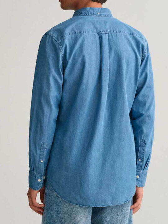 Gant Men's Shirt Long Sleeve Cotton Blue