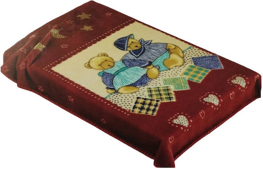 Manterol Casa Одеяло Испания Детски пелени за пелени Велур Червено Red 75x100см.