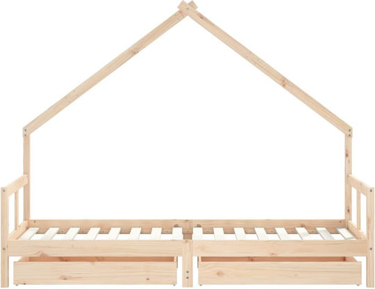 Kids Bed Single with Storage Space Beige for Mattress 80x200cm