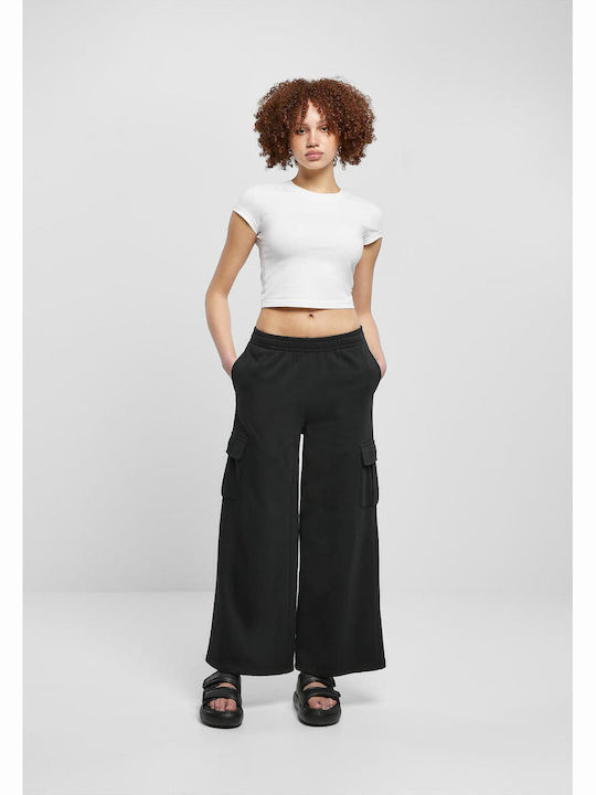 Women's High-waisted Fabric Trousers Black
