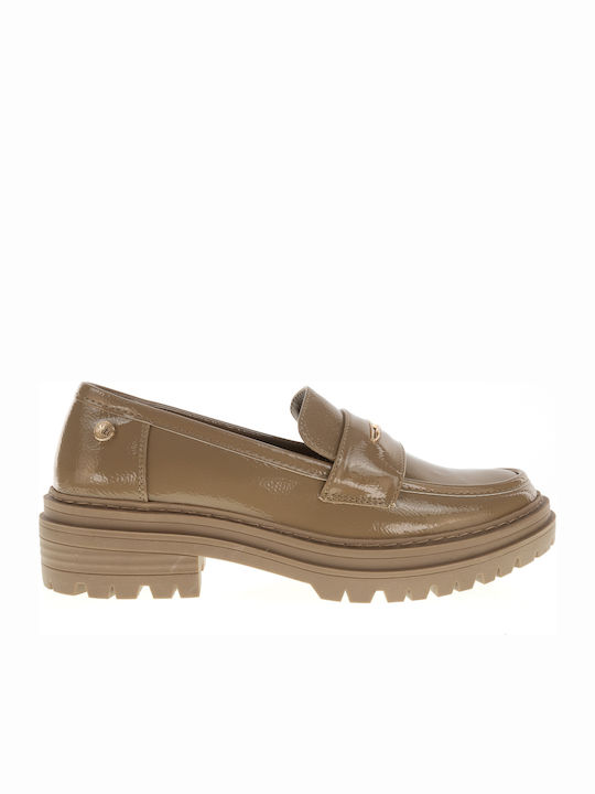 Lackleder Damen Loafers in Braun Farbe