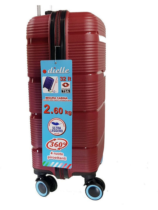 Dielle Βαλίτσα Ταξιδίου Καμπίνας Σκληρή Red με 4 Ρόδες Ύψους 55εκ.