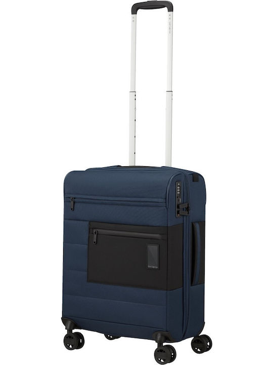 Samsonite Vaycay Куфар За Пътуване Кабинен Текстилен Син С 4 Колела Височина 55 См