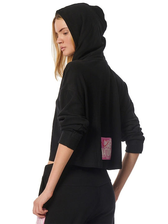 Body Action Women's Cropped Hooded Sweatshirt Black