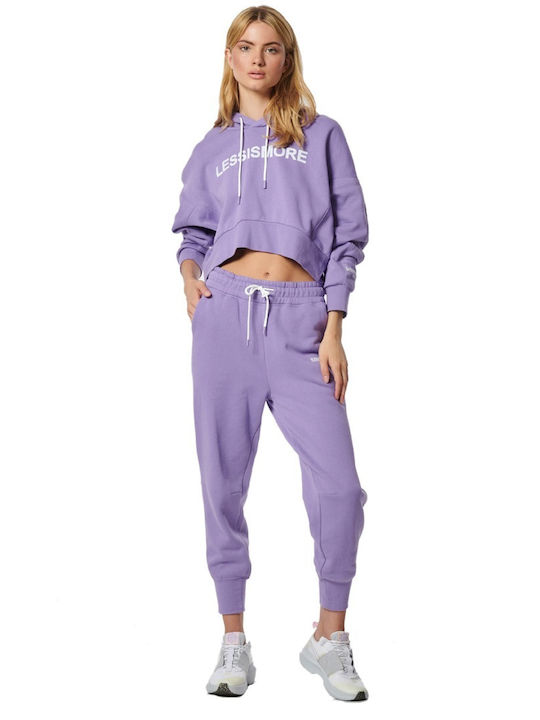 Cropped Γυναικείο Φούτερ με Κουκούλα FAIRY LILAC