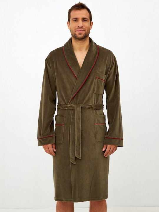Harmony Χειμερινή Ανδρική Ρόμπα Fleece Χακί Harmony Χειμερινή Ανδρική Ρόμπα Fleece Χακί