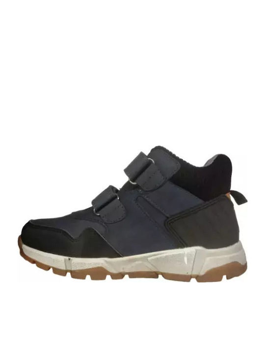 Leather Kids Boots with Velcro Blue