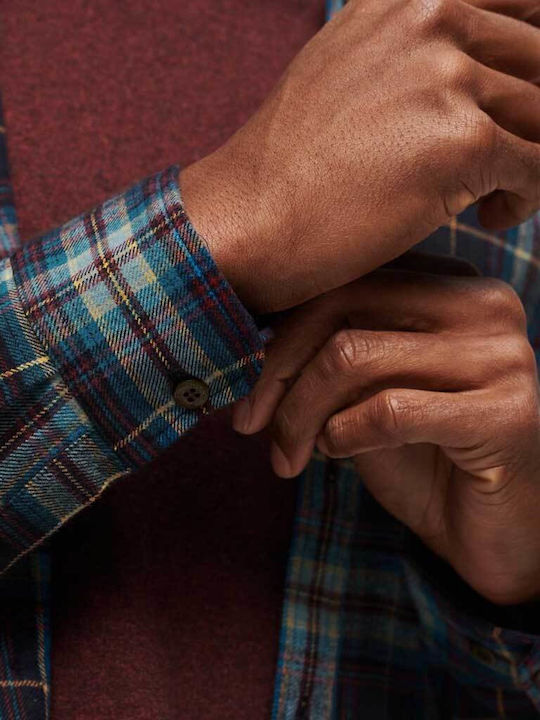 Lumberjack Long-sleeved Cotton Shirt Checked Navy Blue