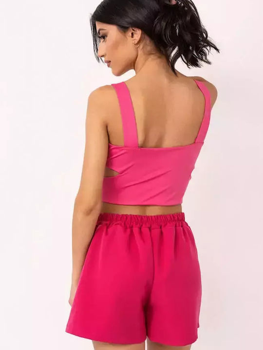 Luigi Women's Summer Crop Top with Straps Fuchsia