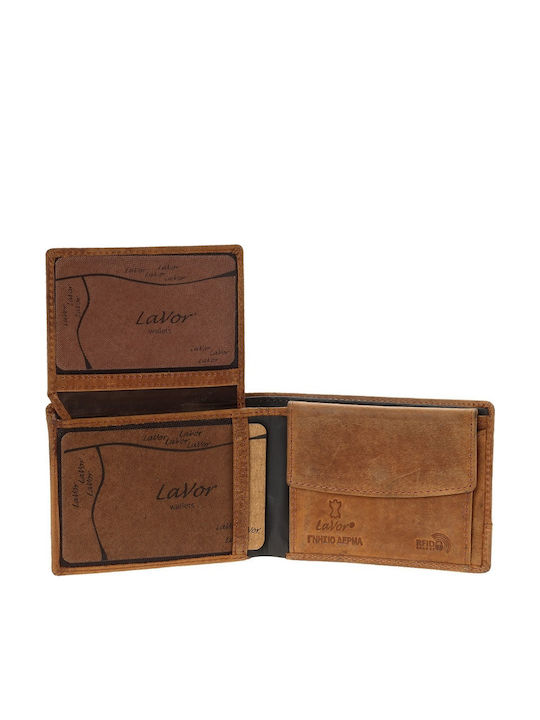 Leather Men's Wallet Classic with RFID Blue/Brown