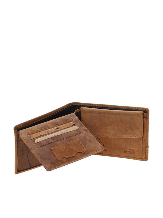 Leather Men's Wallet Classic with RFID Blue/Brown