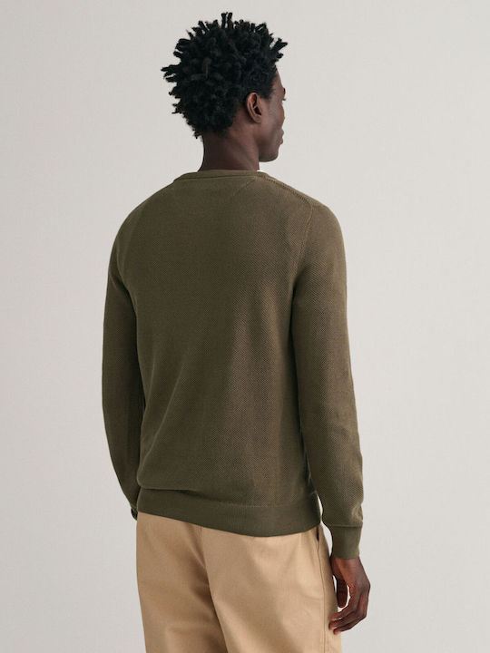 Gant Herren Langarm-Pullover Khaki