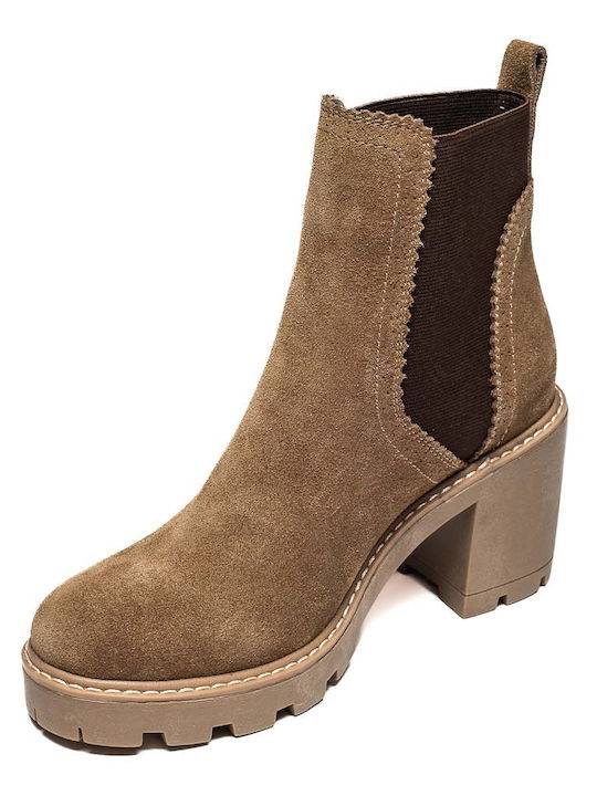 Wildleder Stiefeletten Damen Beige