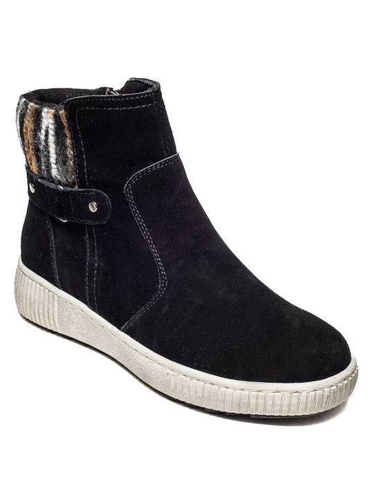 Wildleder Stiefeletten Damen Schwarz
