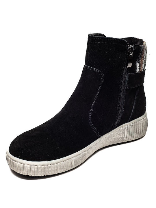 Wildleder Stiefeletten Damen Schwarz