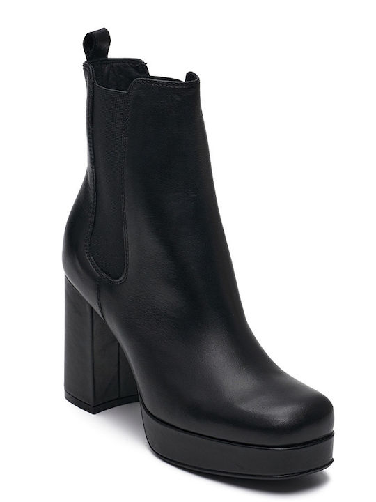 Carmens Leather Women's Chelsea Boots with High Heel Black