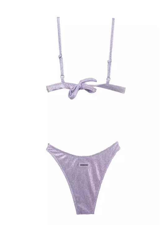 Gigi Bikinis Padded Bikini Set Triangle Top & Slip Bottom with Adjustable Straps Lilac