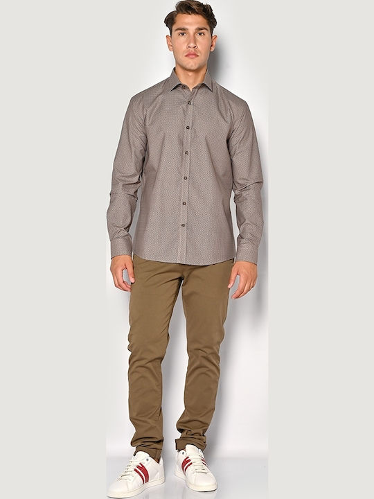 Long-sleeved Cotton Shirt Brown