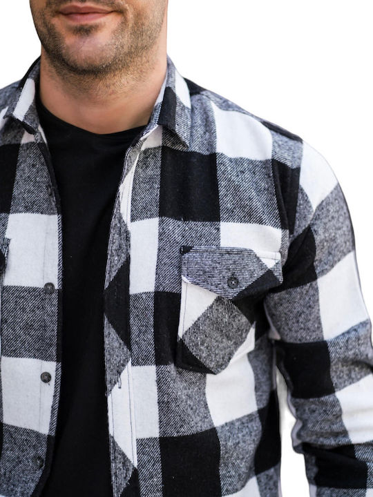 Overshirt Long-sleeved Shirt Checked Black