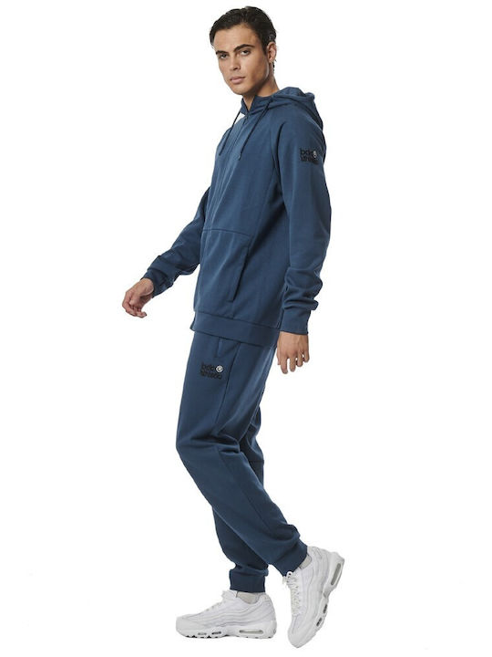 Body Action Men's Sweatshirt Jacket with Hood Blue