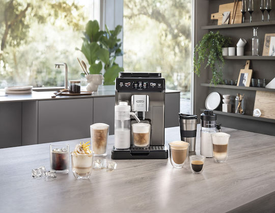 De'Longhi Eletta Explore Automatic Espresso Machine 1450W 19bar Pressure for Cappuccino with Grinder Titanium