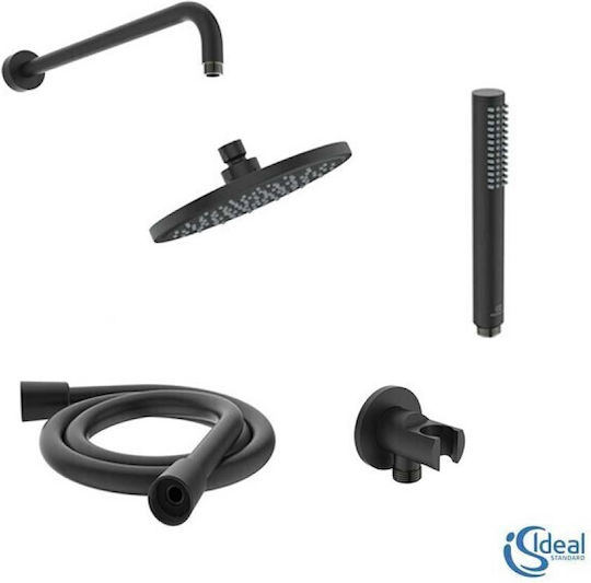 Ideal Standard Rain Σετ Μίκτης, Τηλέφωνο & Κεφαλή Ντουζ Εντοιχισμού για Ντουζιέρα 2 Εξόδων Μαύρο