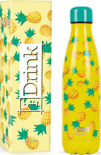I-Total iDrink Graphics Μπουκάλι Θερμός Ανοξείδωτο BPA Free 500ml Κίτρινο