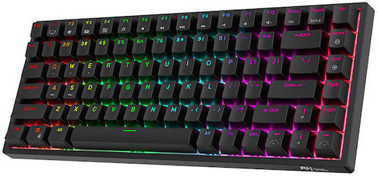 Royal Kludge RK84 Wireless Gaming Mechanical Keyboard Tenkeyless with Custom Red switches and RGB lighting (English US)