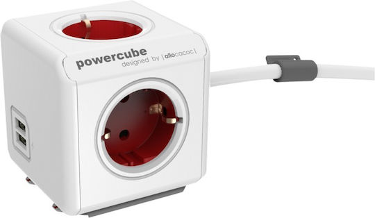 Allocacoc Extended PowerCube 4 Θέσεων με 2 USB-A και Καλώδιο 1.5m