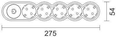 Spot Light Power Strip 5 Positions with Switch and Cable 3m