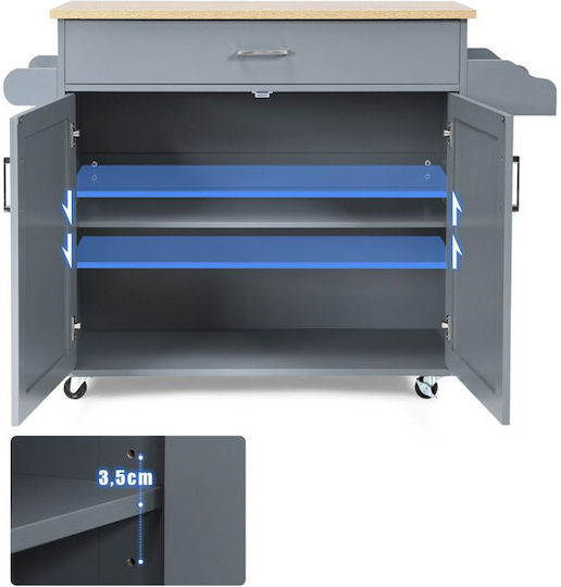 Floor Kitchen Cabinet with Gray Countertop 116x40x85cm