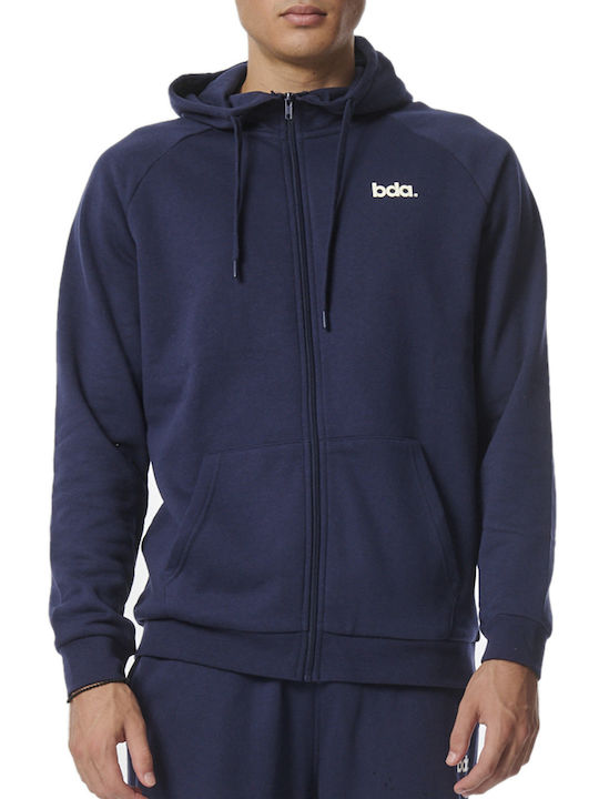 Body Action Men's Sweatshirt Jacket with Hood and Pockets Blue