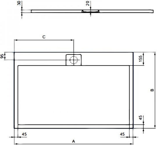 Ideal Standard Ultra Flat S I Life Rechteckig Künstlicher Stein Dusche x80cm Schwarz