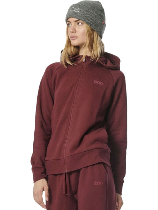 Body Action Men's Sweatshirt Jacket with Hood Burgundy