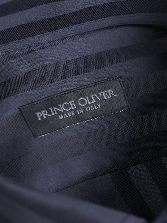 Prince Oliver Men's Shirt Long Sleeve Cotton Striped Black