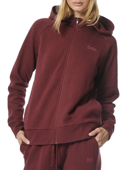Women's Sweatshirt Jacket Hooded Burgundy