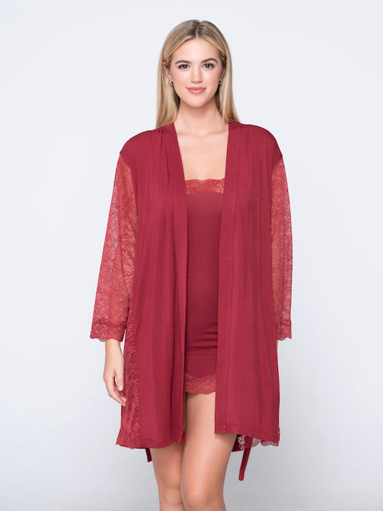 Luna Winter Women's Robe Red Micro Touch