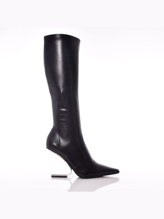 Jeffrey Campbell Synthetic Leather High Heel Women's Boots with Zipper Black