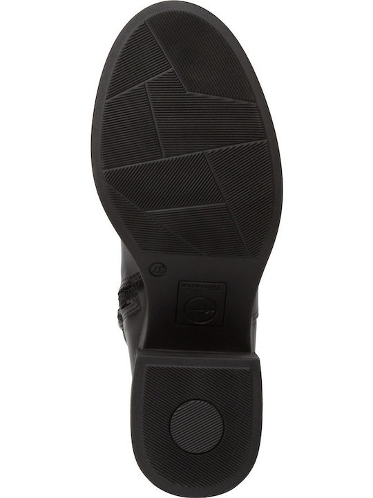 Damenstiefel mit mittlerem Absatz & Gummizug Schwarz