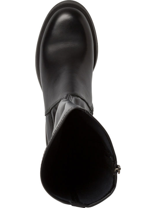 Damenstiefel mit mittlerem Absatz & Gummizug Schwarz