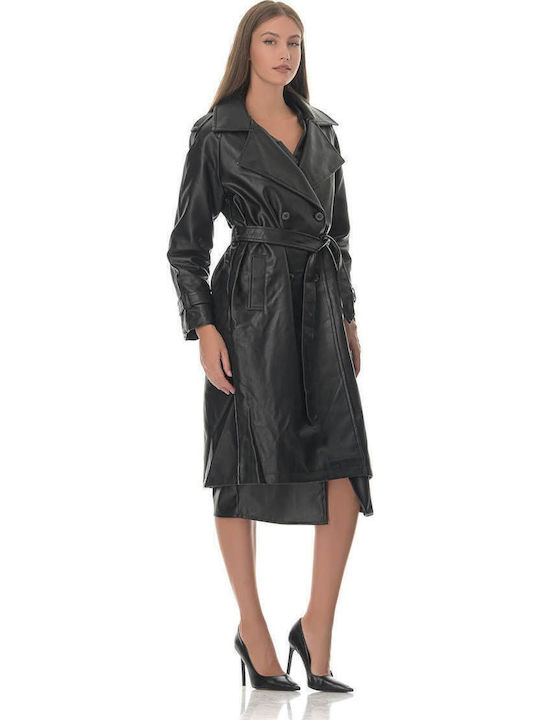 Damen Schwarz Trenchcoat
