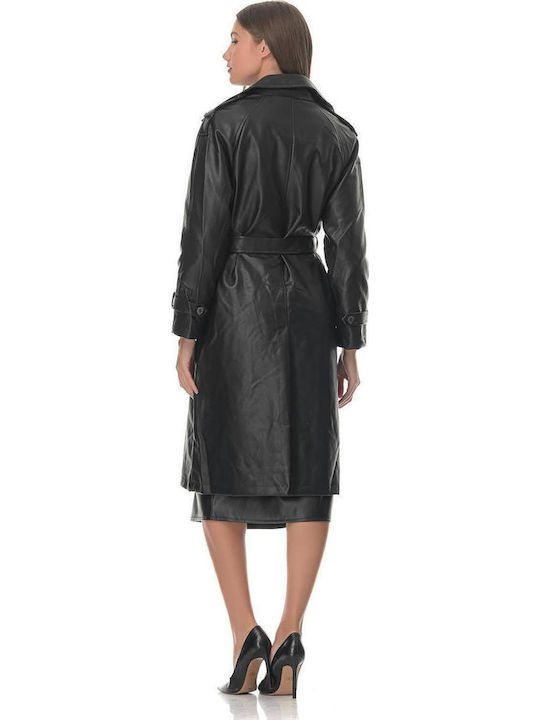 Damen Schwarz Trenchcoat