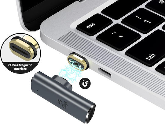 Powertech Μετατροπέας USB-C male σε USB-C female Γκρι (PTH-108)