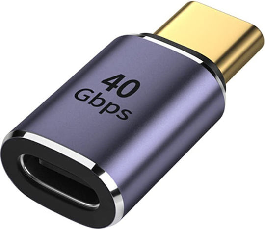 Powertech Μετατροπέας USB-C male σε USB-C female Γκρι 1τμχ PTH-109