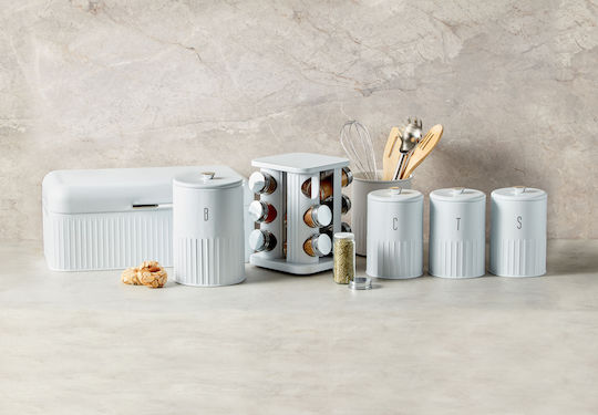 Maxwell & Williams Σετ 3τμχ Βάζα Γενικής Χρήσης με Καπάκι Μεταλλικό Λευκό 1350ml 3τμχ