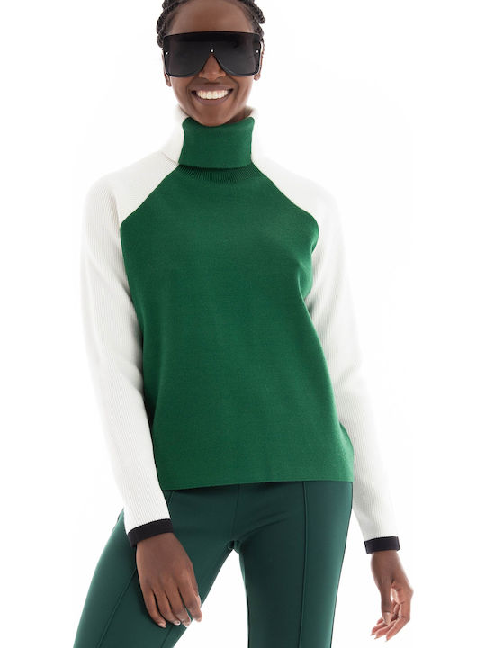 Women's Long Sleeve Sweater Turtleneck Green
