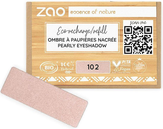 Zao Organic Makeup Pearly Eye Shadow in Solid Form 102 Pink Beige 1.3gr